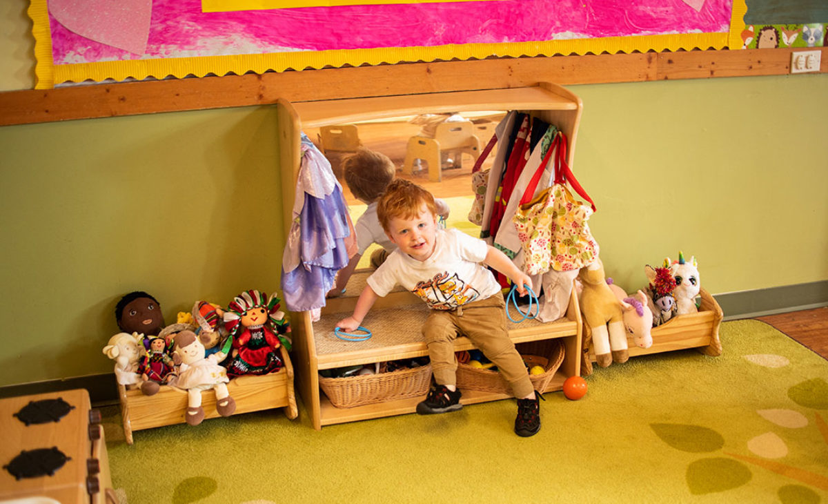 Toddler boy playing at West loop daycare